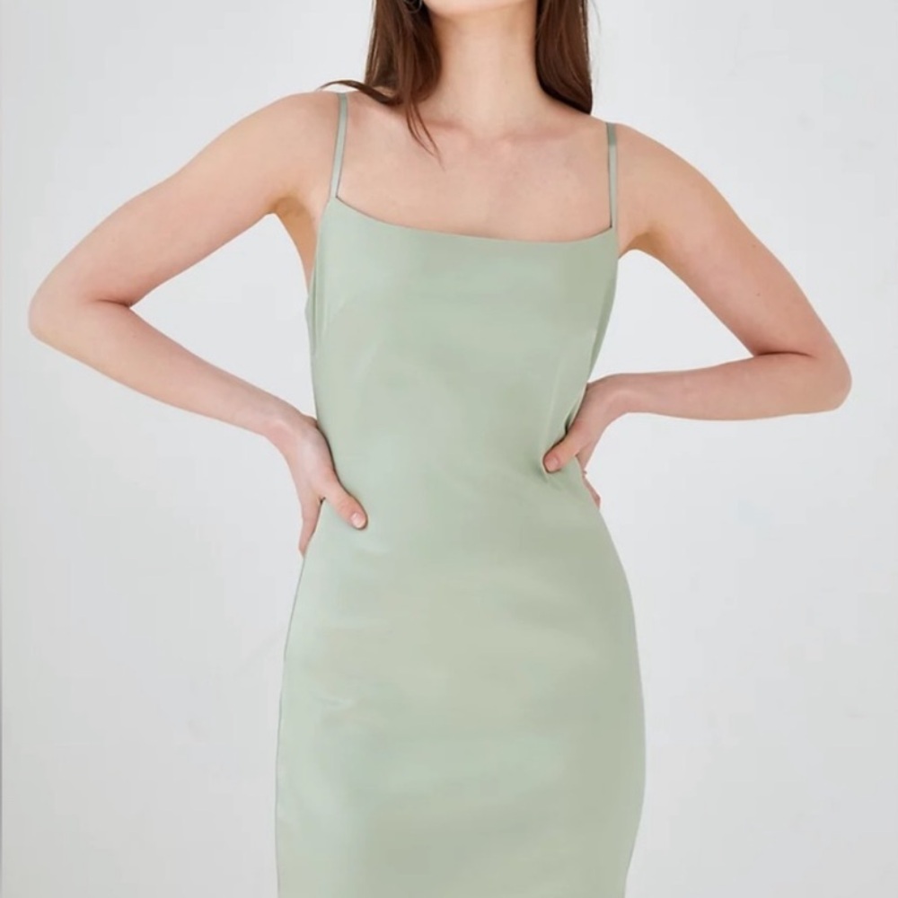 ARITZIA MINI SLIP DRESS - M SILVER BLUE